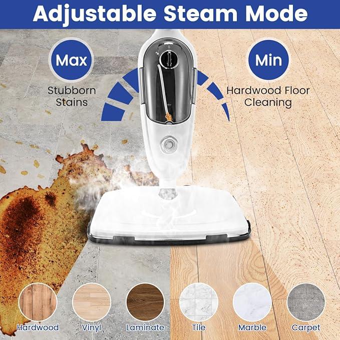 Steam Mops for Floor Cleaning, 10-in-1 Multipurpose Deep Steam Cleaner Mop for Home, Floor Steamers for Hardwood and Tile, Vinyl, Laminate, Carpet, Hard Floors with Attachments - NeatNest