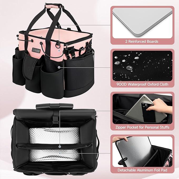 Large Cleaning Caddy for Cleaning Supplies Organizer, Rolling Cleaning Caddy Bags with Wheels for Housekeepers, Cleaning Carts on Wheels for Home Car Office Picnic - NeatNest