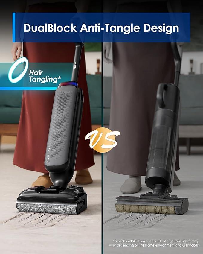 Tineco Wet Dry Vacuum Cleaner 22kPa Suction Floor Cleaner Mop, 50 Min Runtime, iLoop Smart Sensor, DualBlock Anti-Tangle Design, 185℉ Flashdry, Dual-Edge Cleaning, 180° Lay-Flat, Floor One S7 Artist - NeatNest