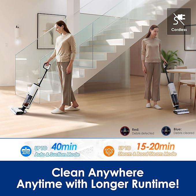 Tineco Floor ONE S7 Steam Cordless Wet Dry Vacuum Steam Mop All-in-One, Floor Washer for Sticky Mess Clean Up on Hard Floors with Digital Display, Self-Cleaning, Edge Cleaning, Safe for Kids & Pets - NeatNest