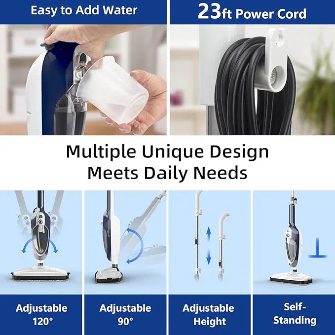 Steam Mop - 10-in-1 Floor Steamer Detachable MultiPurpose Handheld Steam Cleaner for Hardwood/Tile/Laminate All Floors Carpet Cleaning with 11 Accessories for Whole Home Use(Blue). - NeatNest