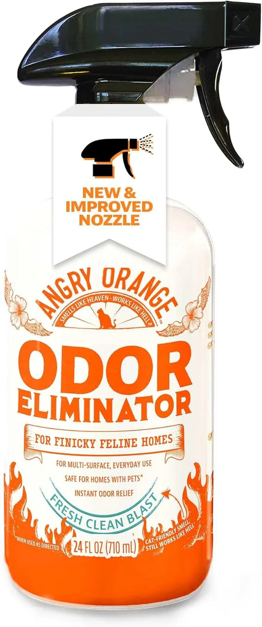 ANGRY ORANGE Pet Odor Eliminator for Cat Urine, Carpet Stains, and Strong Smells – Fresh Scent Odor Remover- 24 oz - NeatNest