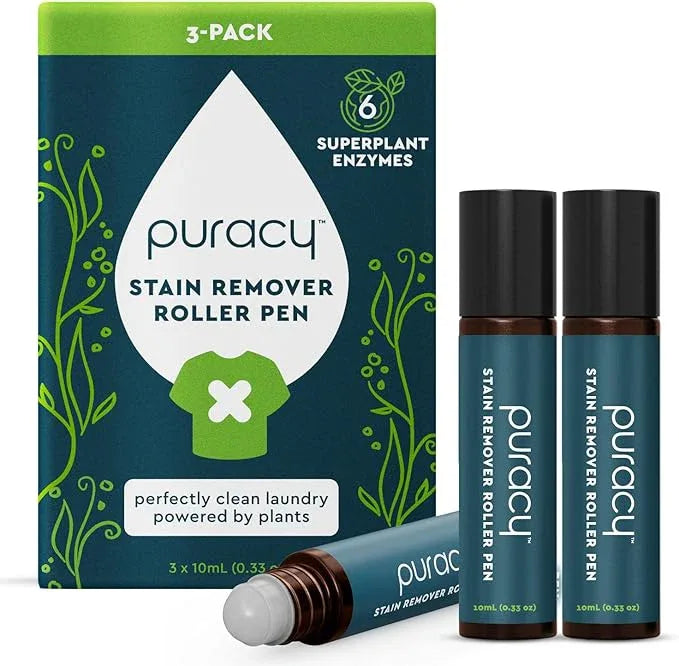 Puracy Stain Remover Pen, Natural Based Travel and Laundry Stain Cleaner for Clothes, Baby Essentials, Kids Stains, Oil and Fabric Spot Cleaner, Unscented (Stain Remover Pen, 0.33 oz, 3 pack) - NeatNest