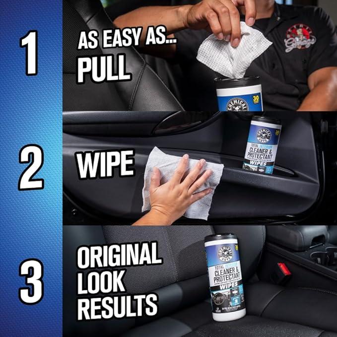 Chemical Guys Canister Wipes - VRP & Total Car Interior Cleaner & Protectant, Great for Cars, Trucks, SUVs, RVs, & More (60 Ct) - NeatNest