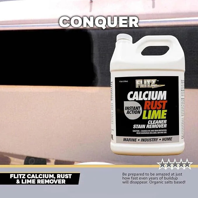 Flitz Calcium, Rust, & Lime Remover - 1 Gallon Bottle of USA-Made Limescale Remover for Toilets, Showers, and More - Powerful Spray that Instantly Eliminates Tarnish, Grease, and Other Grime (1 Pack) - NeatNest