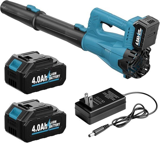 Leaf Blower Cordless, 21V Powerful Leaf Blower with 2 x 4.0Ah Battery & Fast Charger, Lightweight Electric Leaf Blowers for Lawn Care, Yard, Patio Cleaning, Blowing Leaves & Dust (Blue) - NeatNest