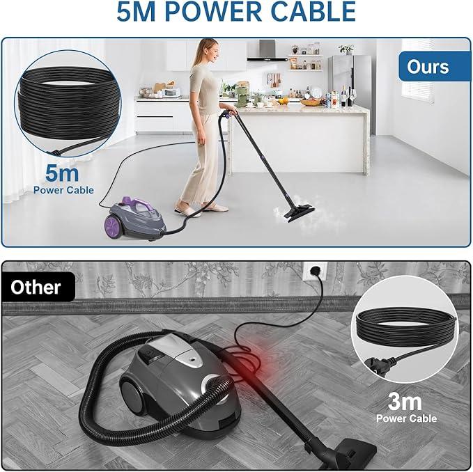 Steam Cleaner, Powerful Heavy Duty Canister Steamer with 34 Accessories, Steam Mop with 16.4 Ft Extra-Long Power Cord for Home Floor Cleaning, Grout, Upholstery, Car Detailing, Purple - NeatNest
