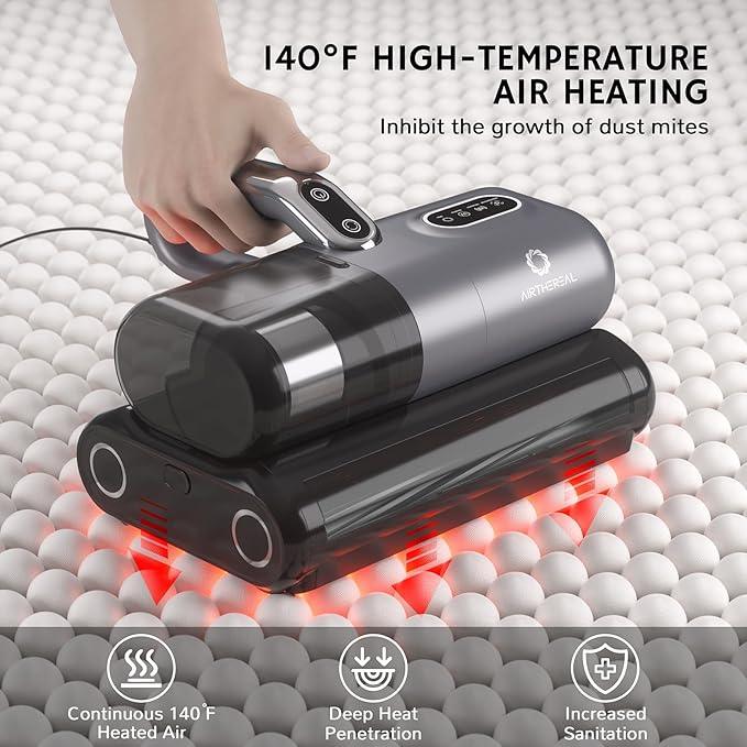 AIRTHEREAL M1 Mattress Vacuum Cleaner, 6 in 1 Bed Vacuum with High-Frequency Vibration - 80,000 RPM Dual Brushroll Rotation, UV-C Light, 14Kpa Suction, Dust Sensor, Ultrasonic and Heating Tech - NeatNest