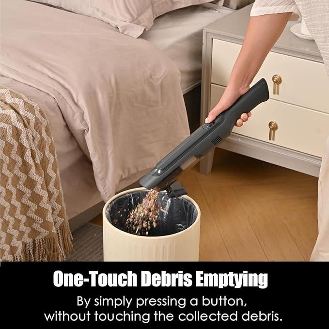 Handheld Vacuum Cordless, Super Lightweight 1.4lb with Powerful Suction, Charging Dock, Single Touch Empty and Detachable Dust Cup, Portable Mini Car Vac for Home Pet Car (Steel Gray) - NeatNest