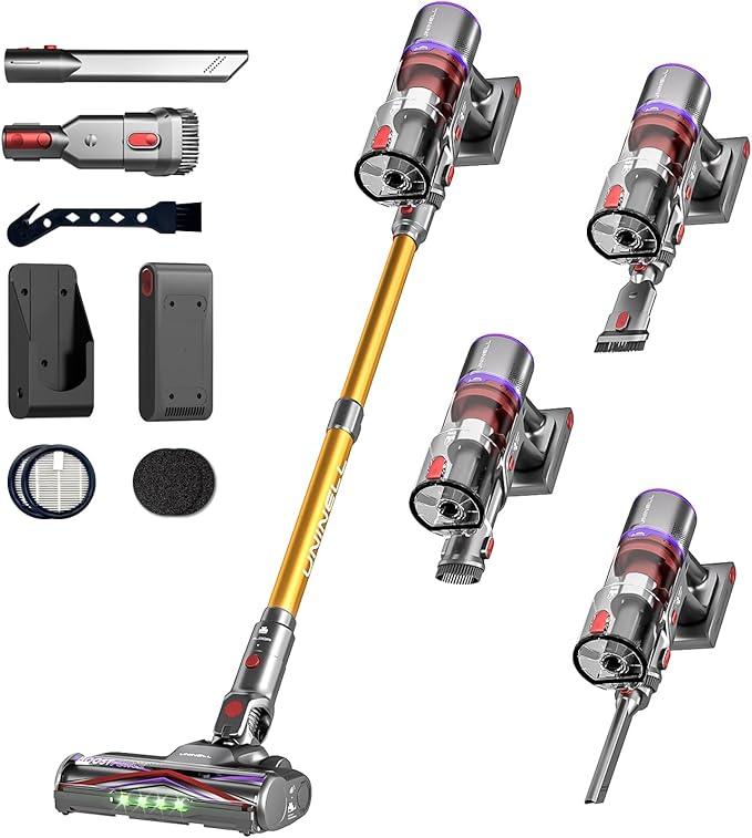 UNINELL HOME Cordless Vacuum Cleaner, 48000Pa 550W 65Mins Vacuum Cleaners for Home,LED Touch Display, Anti-Tangle Stick Vacuum Self-Standing, Vacuum Cordless Rechargeable for Pet Hair/Carpet - NeatNest
