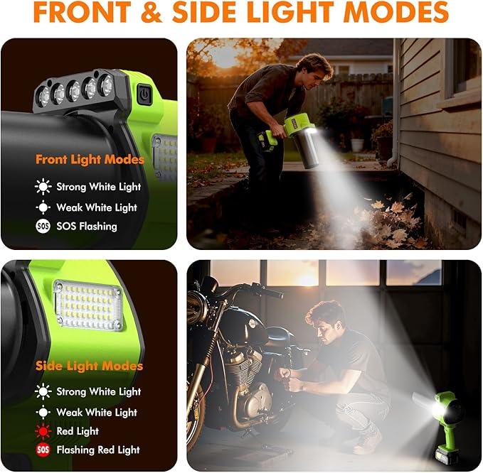 OGERY Brushless Leaf Blower Cordless with Lights, Powerful Electric Leaf Blowers with 2 x 3.0Ah Batteries & Fast Charging, 700CFM 900G Wind Pressure Handheld Blower for Lawn Care Yard Garden, Green - NeatNest