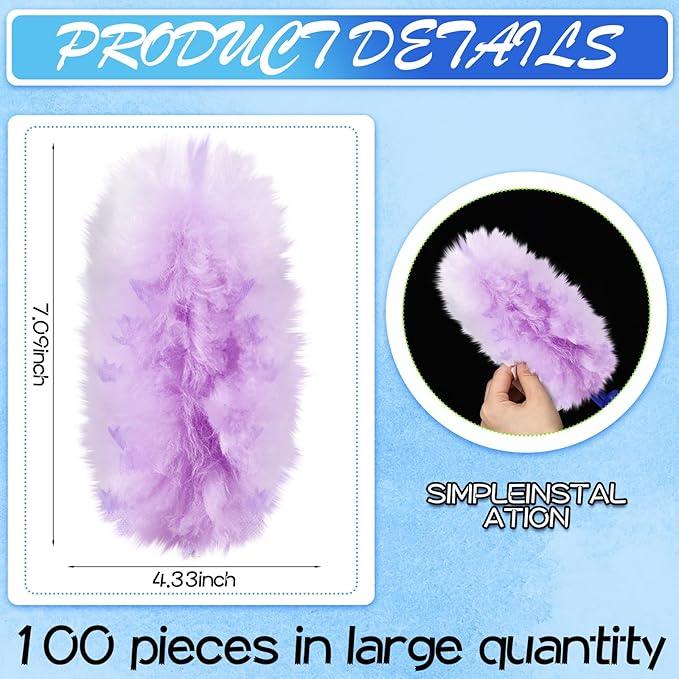 Vesici 100 Pcs Duster Refills Compatible with Swiffer Dusters Bulk Disposable Replacement Thickened with 1 Handle Heavy Duty for Cleaning, Office (Purple and Pink) - NeatNest