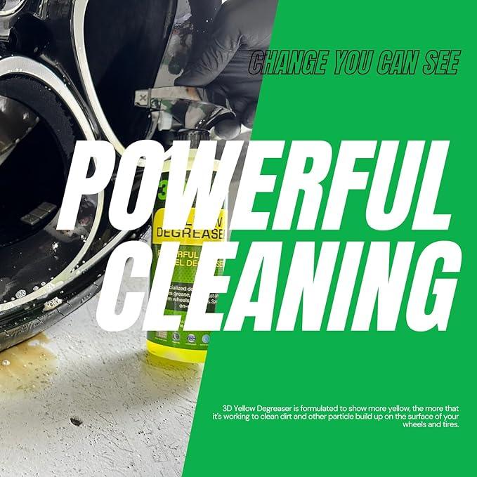 3D Yellow Degreaser – Non-Acid Wheel & Tire Cleaner Spray for Brake Dust, Grime & Tire Dressings – Safe for All Wheels & Whitewalls - 16 oz - NeatNest
