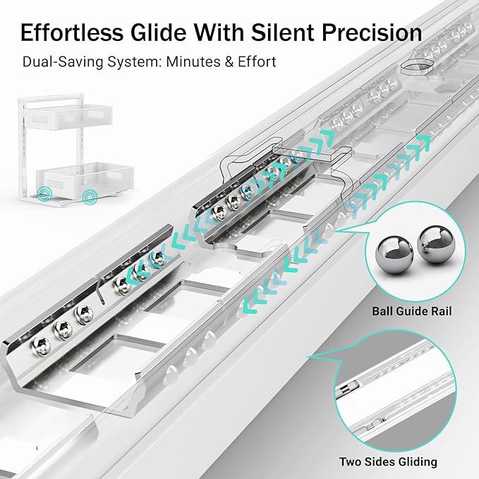 Under Sink Organizer Adjustable Height 2 Tier Bathroom Organizer Pull Out Cabinet Organer kitchen organizers and storage fridge organizers and storage,White,XL-1 Pack - NeatNest