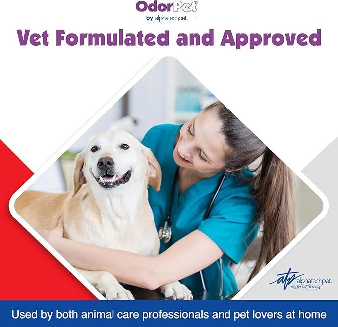 OdorPet Pet Stain Remover and Odor Eliminator - 64 Oz (Makes 2.55 Gallons of Working Solution) Non Staining, Professional Strength, Lavender Scent by Alpha Tech Pet - NeatNest