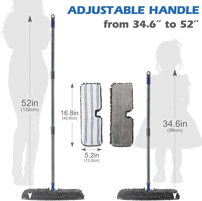 Microfiber Mops for Floor Cleaning, Masthome Dust Mop with 4 Washable Pads, 2-SidedMicrofiber Flip Mop for Wet & Dry Use, Flat Floor Mops for Hardwood, Laminate, Vinyl,Kitchen, Tile -1 Scraper - NeatNest