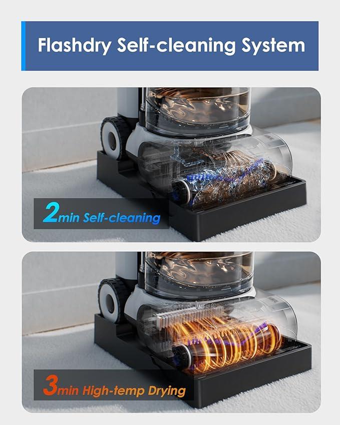 Tineco CARPET ONE Cruiser Smart Carpet Cleaner, Self-Cleaning and FlashDry, Deep Cleaning for Carpet and Upholstery 167℉ PowerDry 130W Powerful suction SmoothPower - NeatNest