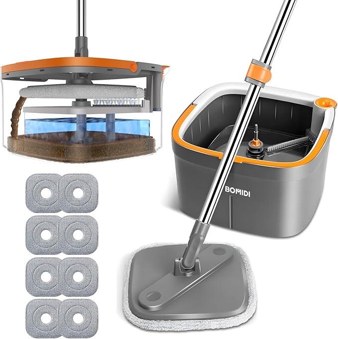 Mop and Bucket Set, Spin Mop with Separate Dirty Water System, Deep-Cleaning Mops for Floors, Versatile Mops for Walls - NeatNest