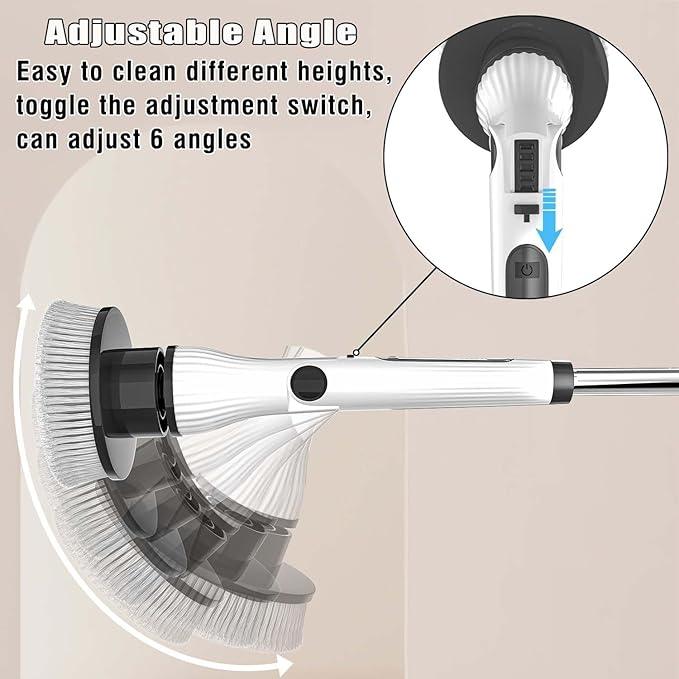 Electric Spin Scrubber, 8 in 1 Electric Cleaning Brush, Cordless Rechargeable Scrub Brush with 8 Replaceable Brush Heads, Adjustable Length and Angle Power Scrubber for Bathroom Tile Bathtub Glass - NeatNest