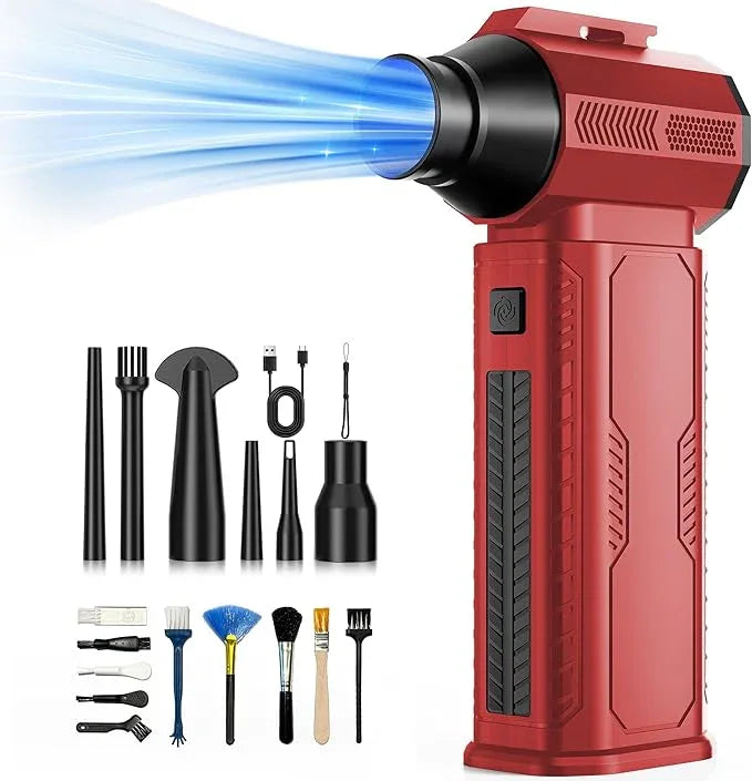 Compressed Air Duster, 130,000RPM Ultra-Powerful Cordless Electric Air Duster with 8000mAh Rechargeable Battery, 4-Gear Adjustable Air Blower for Keyboard, Computer, Car, Home Cleaning - Red - NeatNest