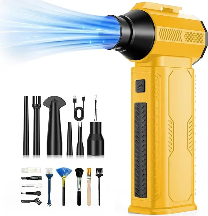 Compressed Air Duster, 130,000RPM Ultra-Powerful Cordless Electric Air Duster with 8000mAh Rechargeable Battery, 4-Gear Adjustable Air Blower for Keyboard, Computer, Car, Home Cleaning - Yellow - NeatNest