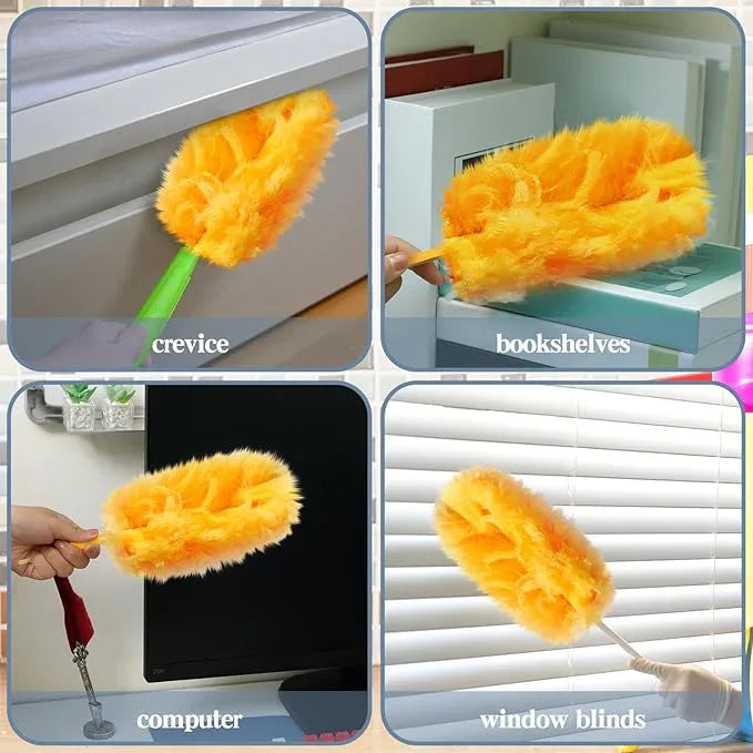 Vesici 100 Pcs Duster Refills Compatible with Swiffer Dusters Bulk Disposable Replacement Thickened with 1 Handle Heavy Duty for Cleaning, Office (Orange) - NeatNest