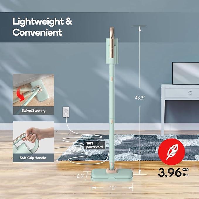 Newbealer Steam Mop & Detachable Handheld Cleaner, 250ml 1200W Powerful Floor Steamer, 3 Adjustable Levels for Carpet Laminate Hardwood Grout, Carpet Glider, 7 Multi-purpose Accessories & 2 Pads - NeatNest