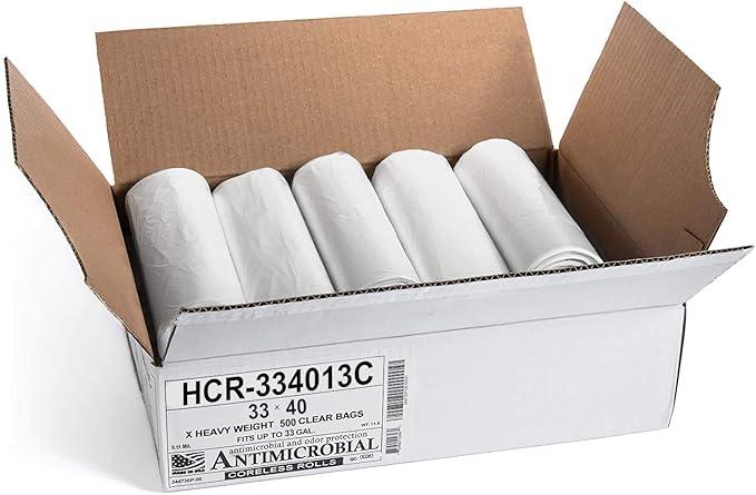 Aluf Plastics High Density Trash Bags, 33 Gallon, 500 Count, 13 Micron (eq), 33" x 40", Clear, for Bathroom, Office, Industrial, Commercial, Janitorial, Municipal, Recycling - NeatNest