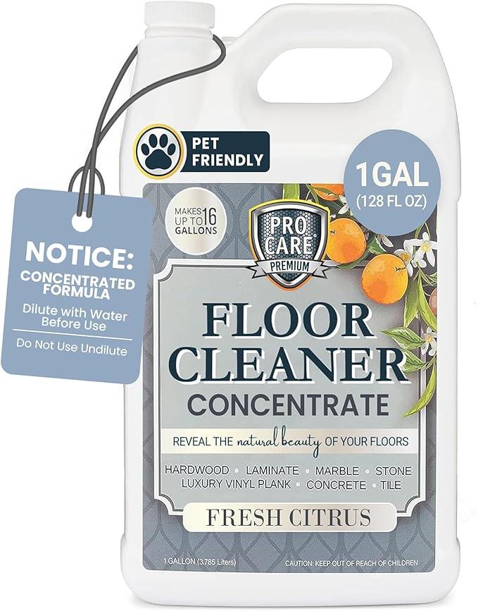 ProCare Citrus Floor Cleaner Concentrate (Made in USA) | Vinyl, Wood, Tile, Stone & Laminate Floor Cleaner For Mopping, Household Supplies, Cleaning Solution For Kitchen & Bathroom - 1 Gallon - NeatNest
