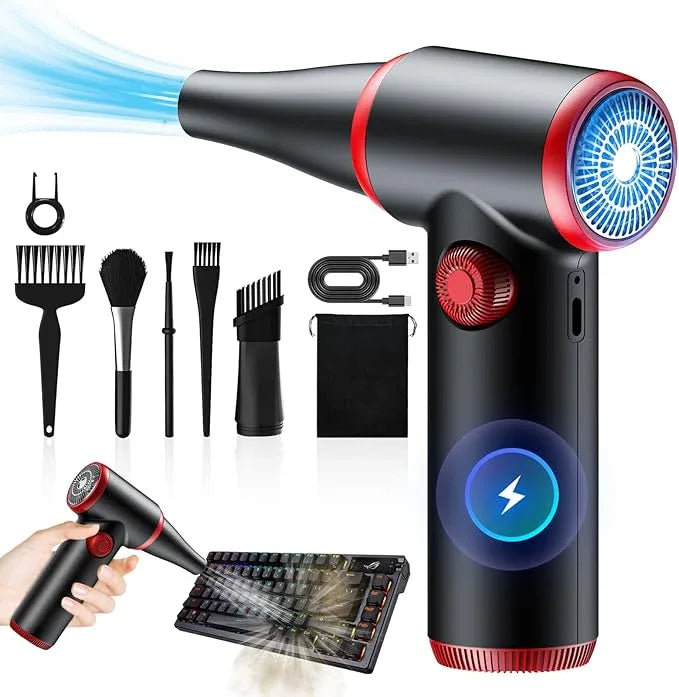 ATEngeus Compressed Air Duster, Stepless Speed Electric Air Duster, 100500RPM Cordless Air Duster with LED Light, Rechargeable Air Blower Replaces Canned Air, Keyboard Cleaner for Laptop, PC - NeatNest