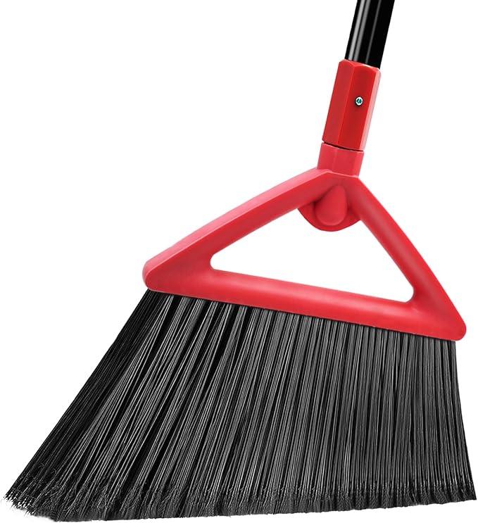 Heavy Duty Angle Broom, Upgraded Commercial Broom for Sweeping Indoor and Outdoor, Perfect Red Broom of Kitchen, Garage, Industrial and Courtyard - NeatNest