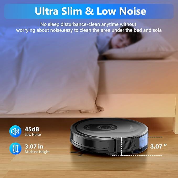 Tikom Robot Vacuum and Mop Combo, 5000Pa Robotic Vacuum Cleaner, 150 Min Max, App & Remote Control, Ideal for Hard Floor, Carpet, Pet Hair, Self-Charge(G8000 Max) - NeatNest