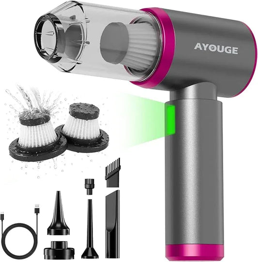 Car Vacuum Portable Cordless, 20000PA High Power Vacuum Cleaner, Brushless Motor, 3-Speed Modes, 4 in 1 Compressed Air Duster, Air Blower, Pump Handheld Vacuum with LED for Car, Home, Office, Camping - NeatNest