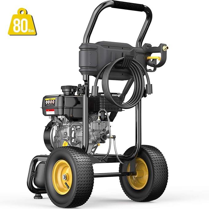 BLUBERY 3500PSI Gas Pressure Washer, 2.6GPM 212CC Heavy Power Washer, 30Ft High Pressure Hose&Soap Tank, 5 Adjustable Nozzles, Cleaning for Driveway/Concrete/Vinyl Fencing,Max - NeatNest