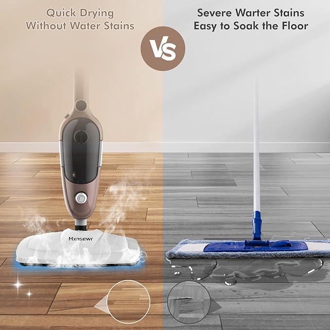 Steam Mop - All-in-one Powerful Handheld Steam Cleaner Detachable Floor Steamer with 11 Accessories, MultiPurpose Steamer for Hardwood Floors, Clothes,Windows,Tiles,Carpet, Whole Home Use, Rose Gold - NeatNest