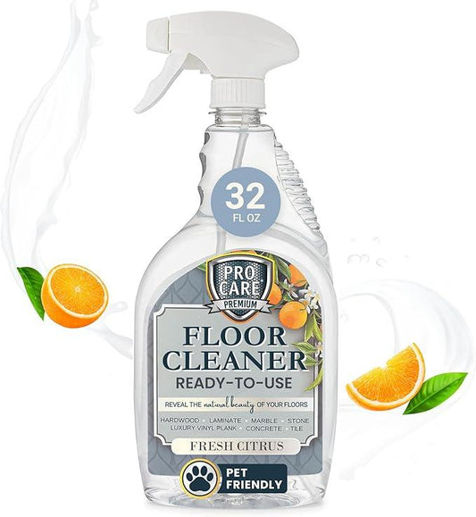 ProCare Citrus Floor Cleaner (Made in USA) | Tile, Stone, Laminate, Vinyl & Natural Wood Floor Cleaner for Mopping, Floor Cleaning Solution with Citrus Aroma - 32oz / 0.95L Spray Bottle - NeatNest