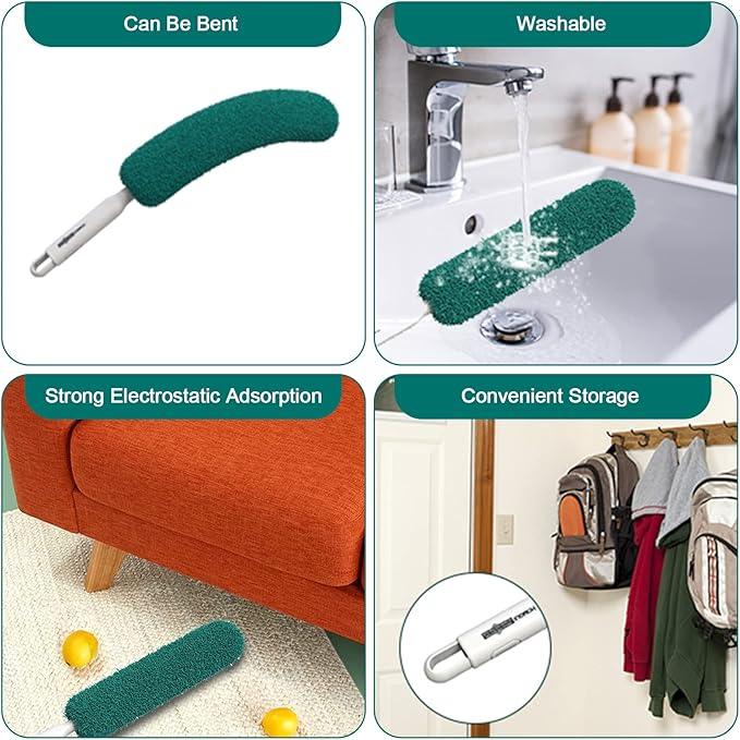 EHOMGUI Microfiber Duster, Feather Duster, Dusters for Cleaning, Washable Dusters with Reusable Microfiber Head, Feather Dusters for Cleaning Cobweb, Blinds, Furniture, Cars-Green - NeatNest