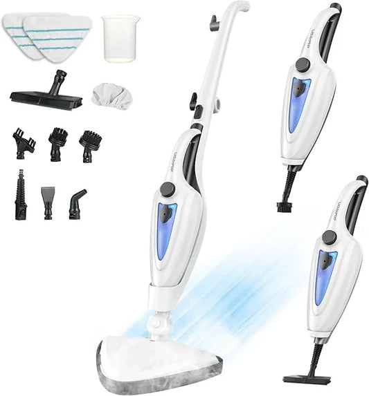 12-in-1 Steam Mop, Fast 15-Sec Heat-Up, 1500W Detachable Handheld Steam Cleaner with 2 Dirt Grip Pads, Removes 99.99% Stubborn Stains for Hardwood Floors, Clothes, Windows, Tiles, Furniture, Black - NeatNest
