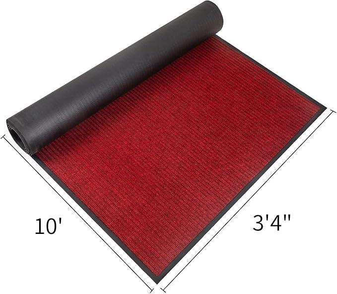 TANYOYO 3' X 10' Commercial Grade Door Floor Mat Brush Step Entrance Mat Vinyl Backed Utility Doormat Heavy Duty Floor Rugs Commercial Outdoor Carpet Indoor Outdoor Entrance Mat， red - NeatNest