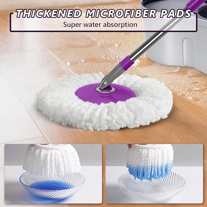 Spin Mop and Bucket with Wringer Set,Masthome 360°Spinning Bucket System with 3 Reusable Pads,EasyWring Microfiber Mop and Buckets for Floor Cleaning, Wet Dry Floor Mop for Home & Office - NeatNest