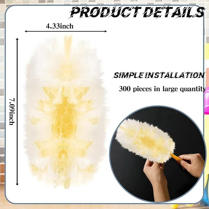 Vesici 300 Pcs Duster Refills Compatible with Swiffer Dusters Bulk Disposable Replacement Thickened with 1 Handle Heavy Duty for Cleaning, Office (Yellow) - NeatNest