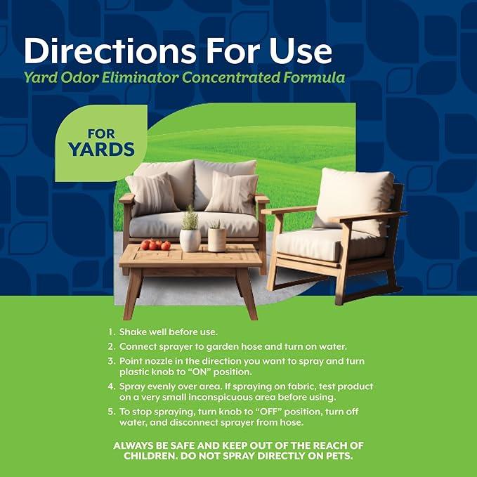 NaturVet – Yard Odor Eliminator – Eliminate Stool and Urine Odors from Lawn and Yard – Designed for Use on Grass, Plants, Patios, Gravel, Concrete & More – 31.6 oz Ready-to-Use with Nozzle - NeatNest