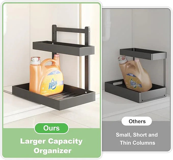 Under Sink Organizer - 1-Tier Pull Out Cabinet Organizer Vertical Slide Out Sink Shelf Storage Shelves for Multi-Purpose Bath Kitchen Bathroom Medicine (Black, 2 Packs) - NeatNest