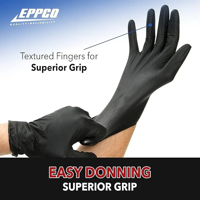 EPPCO Grease Bully 6-Mil Black Nitrile Gloves Disposable Powder Free, Latex Free Textured Superior Grip Glove for Mechanics - NeatNest