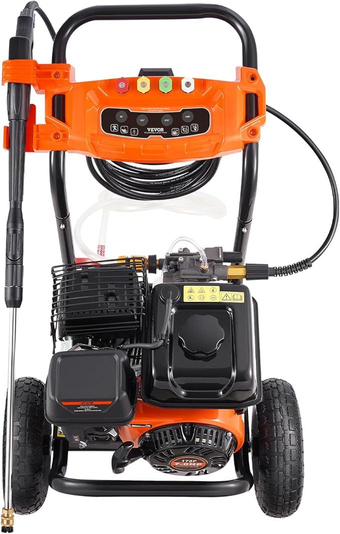 VEVOR Gas Pressure Washer, 3500 PSI 2.6 GPM, Gas Powered Pressure Washer with Aluminum Pump, Spray Gun and Extension Wand, 5 Nozzle Set, for Cars, Fences, Homes, Driveways, Patios Furniture Horizontal - NeatNest