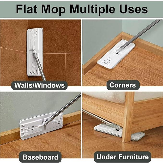 JOYMOOP Mop and Bucket with Wringer Set for Home, Flat Mop and Bucket System, Mops for Floor Cleaning and Wall Cleaner, with 3 Reusable Microfiber Mop Pads - NeatNest