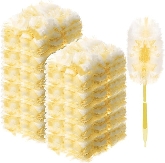 Vesici 400 Pcs Duster Refills Compatible with Swiffer Dusters Bulk Disposable Replacement Thickened with 1 Handle Heavy Duty for Cleaning, Office (Yellow) - NeatNest