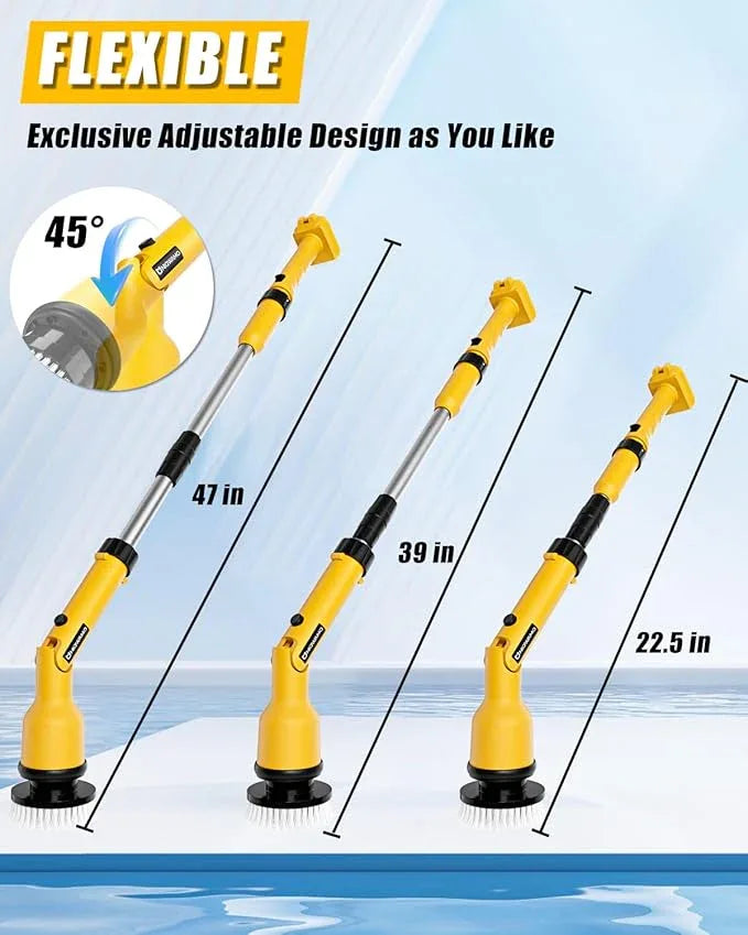 Electric Spin Scrubber Compatible for DeWalt 20V Battery(Battery NOT Included), 1000 RPM Battery Powered Scrubber with Adjustable Extension Arm & 8 Brushes & Hook Gloves for Tub/Tile/Floor - NeatNest
