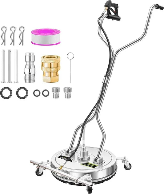 20" Pressure Washer Surface Cleaner Plus with 5 Nozzles Water Broom, Stainless Steel Dual Handle Power Washer Surface Cleaner Hot Water Supported for Patio Decker Concrete Driveway, 4000 PSI - NeatNest