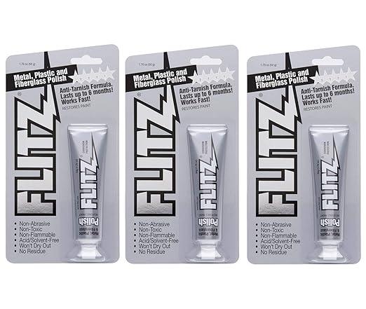 Flitz Multi-Purpose Metal Polish Paste - 1.76oz Tube of USA-Made Chrome Polish - Works on Stainless Steel, Aluminum, Plastic, Jewelry and Cars - Non-Abrasive Cleaner & Rust Remover (3 Pack) - NeatNest
